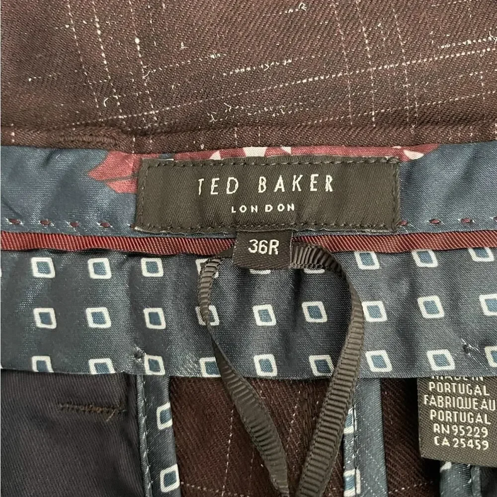 Ted Baker Men's Ddarto‎ Boucle Classic Fit Trousers Brown Pattern 36R